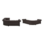 Divano Sezionale Chesterfield a L a 6 Posti – Velluto / Lino / Pelle