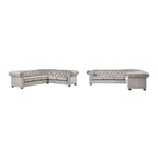 Divano Sezionale Chesterfield a L a 6 Posti – Velluto / Lino / Pelle