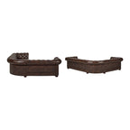 Divano Sezionale Chesterfield a L a 6 Posti – Velluto / Lino / Pelle