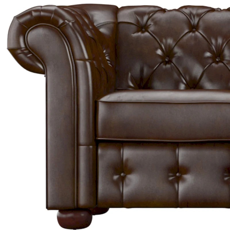 Divano Sezionale Chesterfield a L a 6 Posti – Velluto / Lino / Pelle