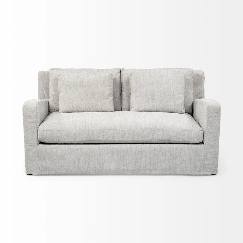 Divano Due Posti con Fodera Rimovibile – Beige / Grigio Ghiaccio / Grigio Antracite