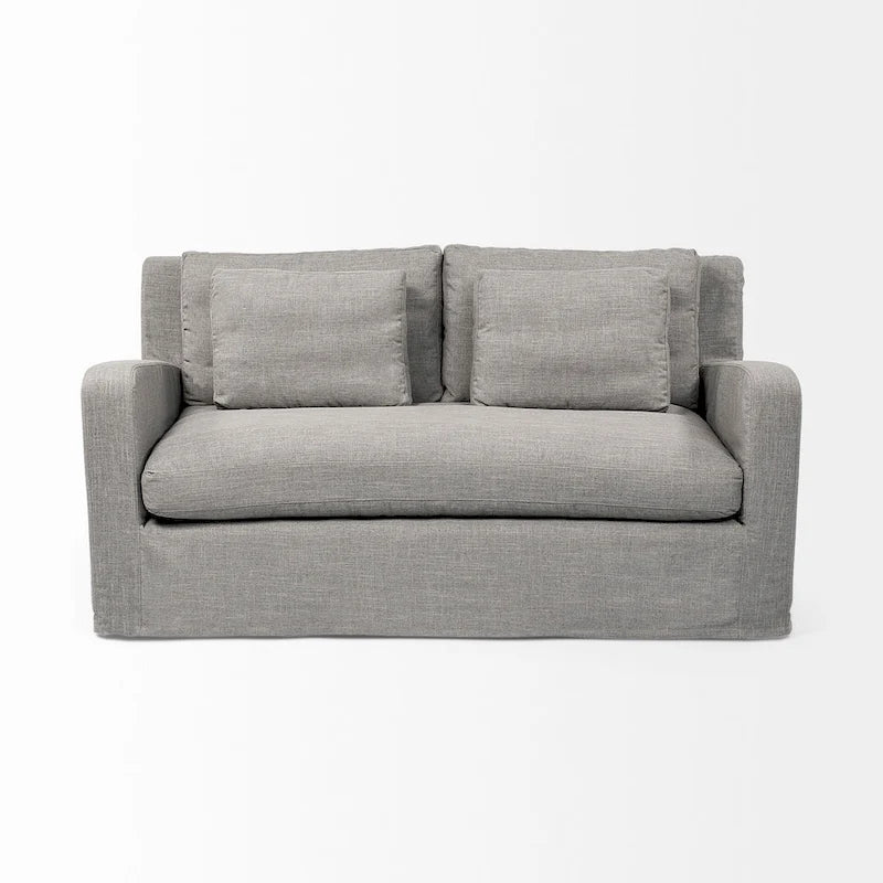 Divano Due Posti con Fodera Rimovibile – Beige / Grigio Ghiaccio / Grigio Antracite