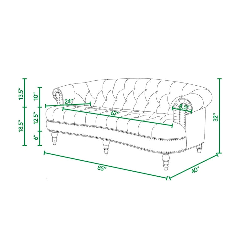 Divano Chesterfield in velluto con bottoni, a 3 posti, colori assortiti