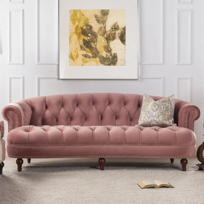 Divano Chesterfield in velluto con bottoni, a 3 posti, colori assortiti