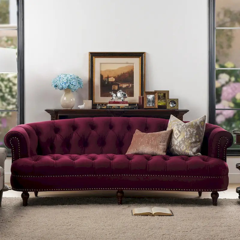 Divano Chesterfield in velluto con bottoni, a 3 posti, colori assortiti