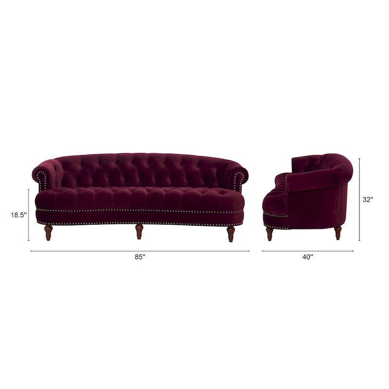 Divano Chesterfield in velluto con bottoni, a 3 posti, colori assortiti