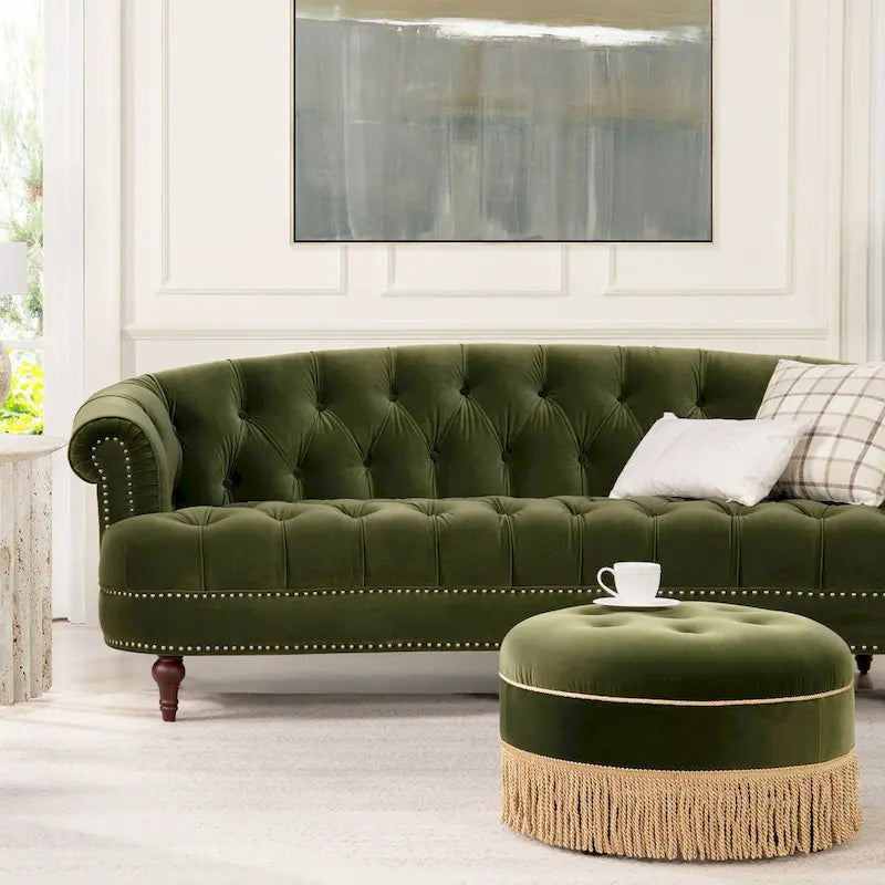 Divano Chesterfield in velluto con bottoni, a 3 posti, colori assortiti