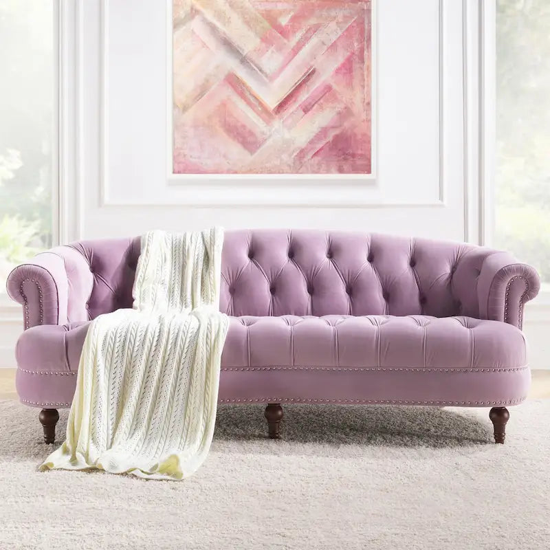 Divano Chesterfield in velluto con bottoni, a 3 posti, colori assortiti