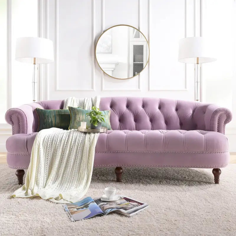 Divano Chesterfield in velluto con bottoni, a 3 posti, colori assortiti