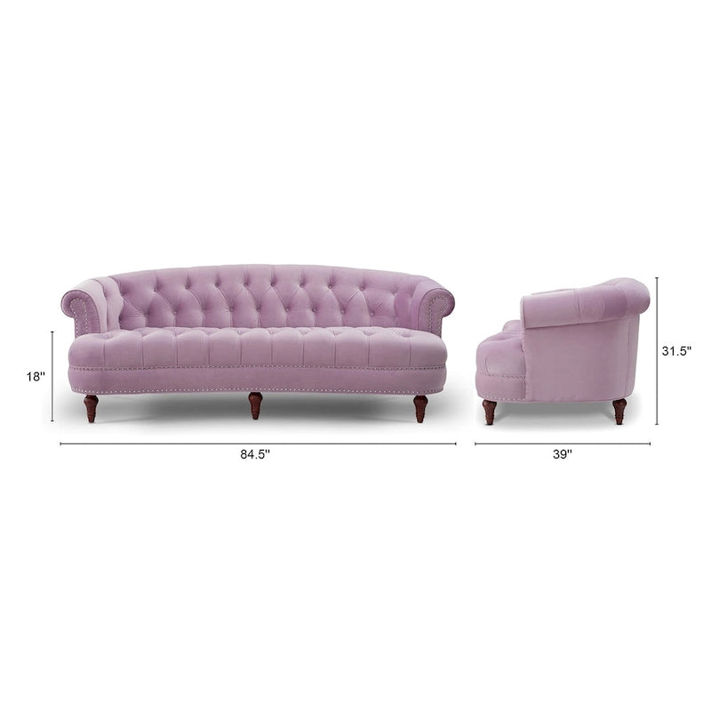 Divano Chesterfield in velluto con bottoni, a 3 posti, colori assortiti