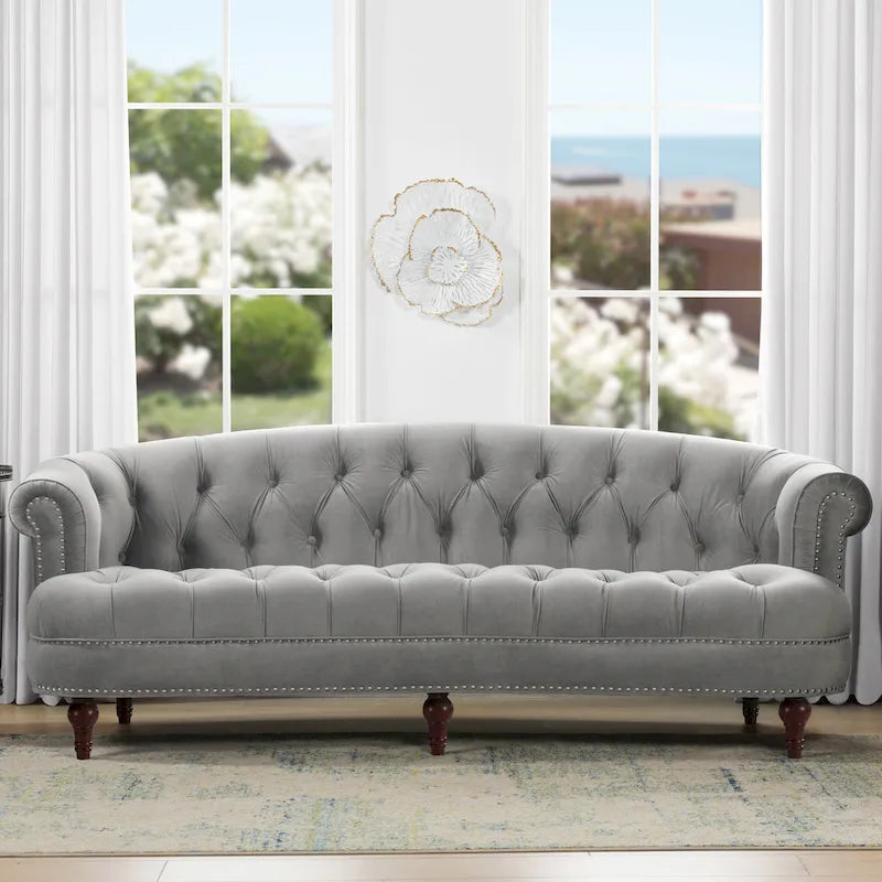 Divano Chesterfield in velluto con bottoni, a 3 posti, colori assortiti