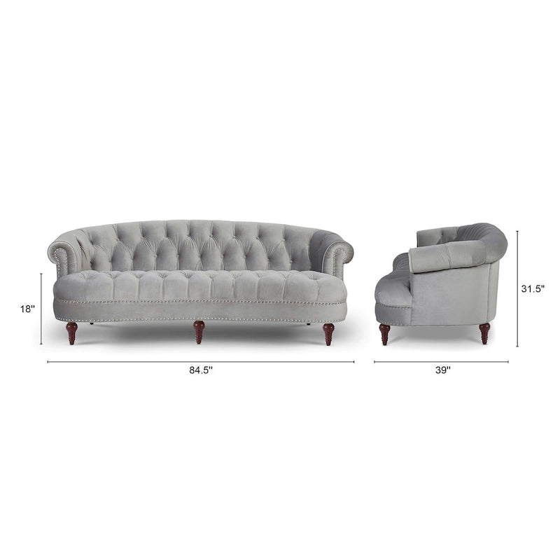 Divano Chesterfield in velluto con bottoni, a 3 posti, colori assortiti