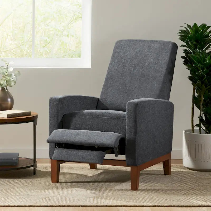 Poltrona reclinabile pushback in tessuto marrone, stile contemporaneo, monoposto