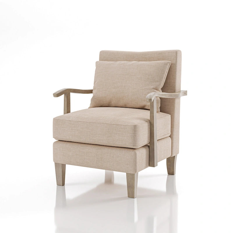 Poltrona moderna in vinile beige, seduta singola
