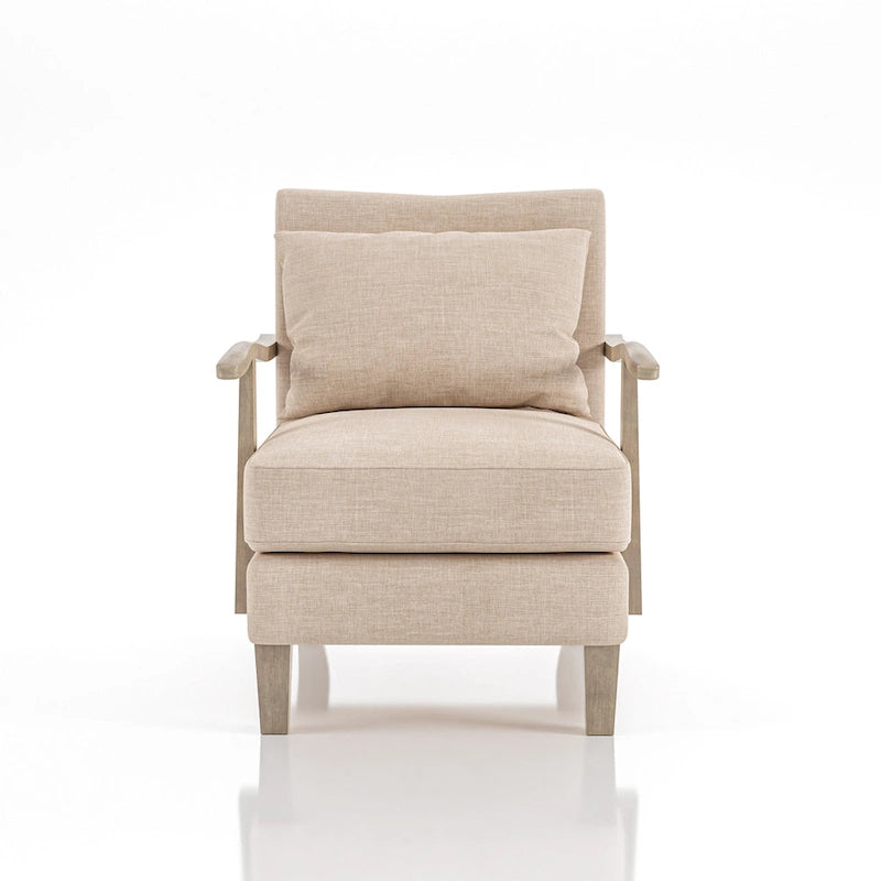 Poltrona moderna in vinile beige, seduta singola