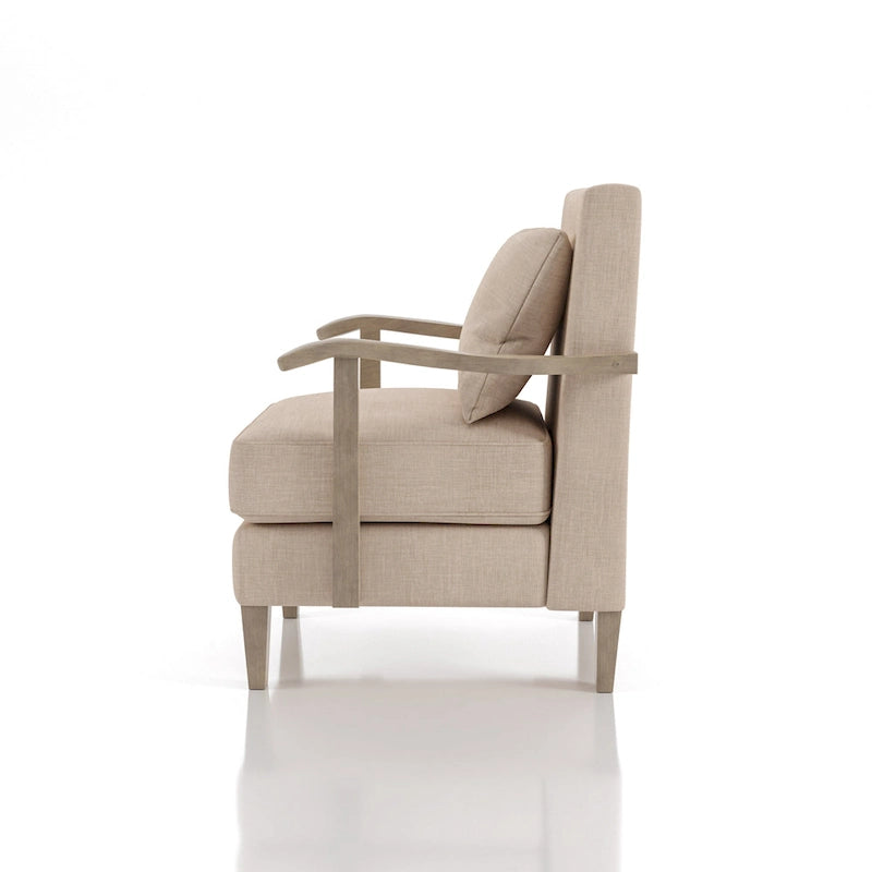 Poltrona moderna in vinile beige, seduta singola