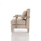 Poltrona moderna in vinile beige, seduta singola