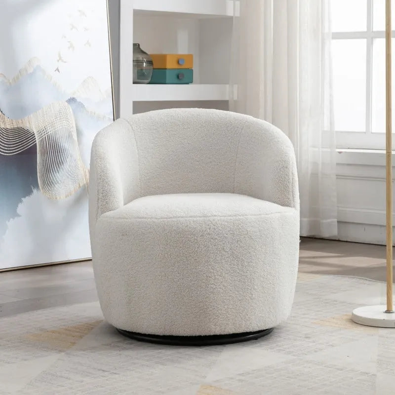 Poltrona a botte girevole a 360° in tessuto Teddy – Seduta singola, colori multipli