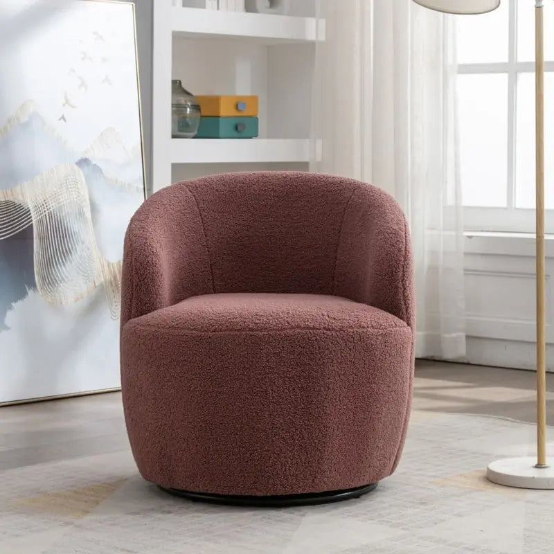 Poltrona a botte girevole a 360° in tessuto Teddy – Seduta singola, colori multipli