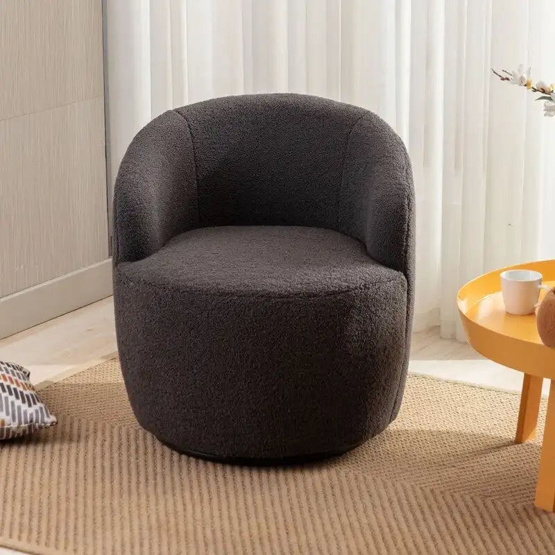 Poltrona a botte girevole a 360° in tessuto Teddy – Seduta singola, colori multipli