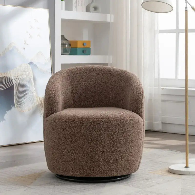 Poltrona a botte girevole a 360° in tessuto Teddy – Seduta singola, colori multipli