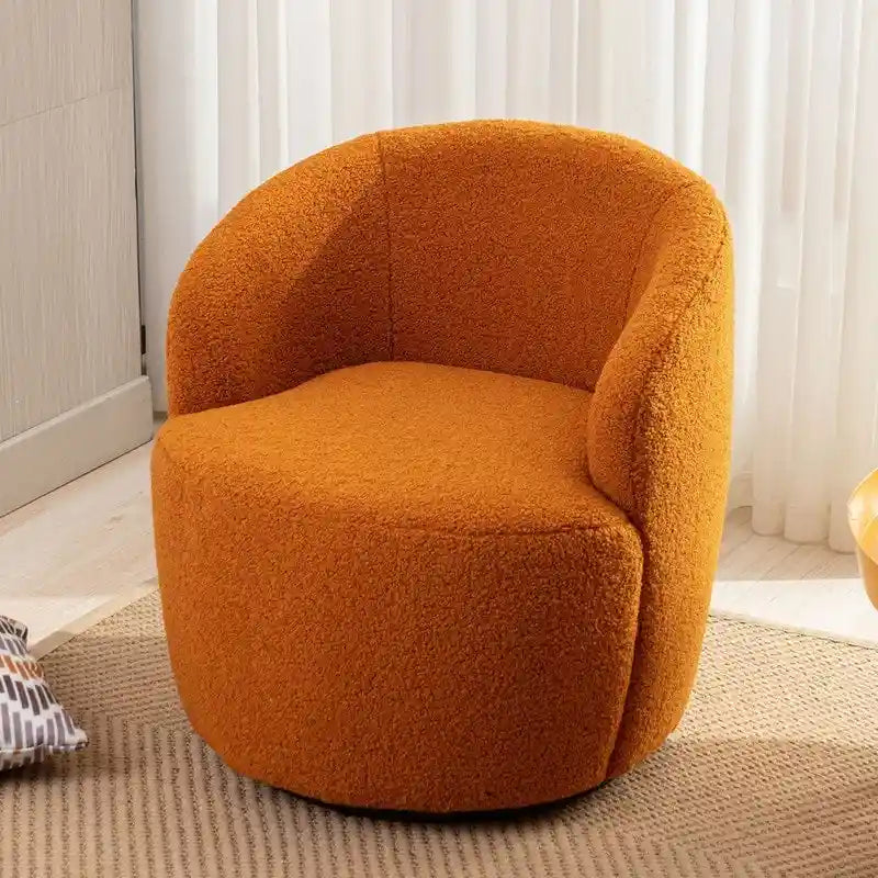 Poltrona a botte girevole a 360° in tessuto Teddy – Seduta singola, colori multipli