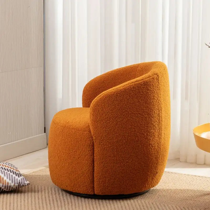 Poltrona a botte girevole a 360° in tessuto Teddy – Seduta singola, colori multipli