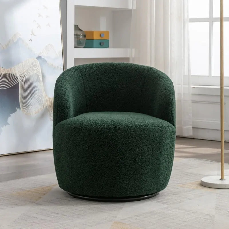 Poltrona a botte girevole a 360° in tessuto Teddy – Seduta singola, colori multipli