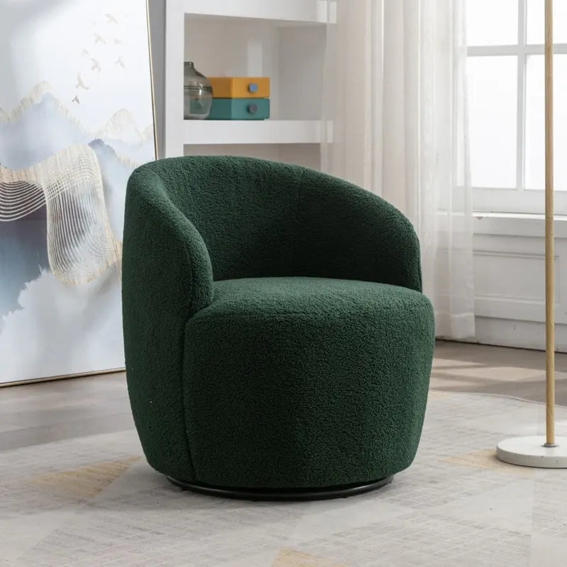 Poltrona a botte girevole a 360° in tessuto Teddy – Seduta singola, colori multipli