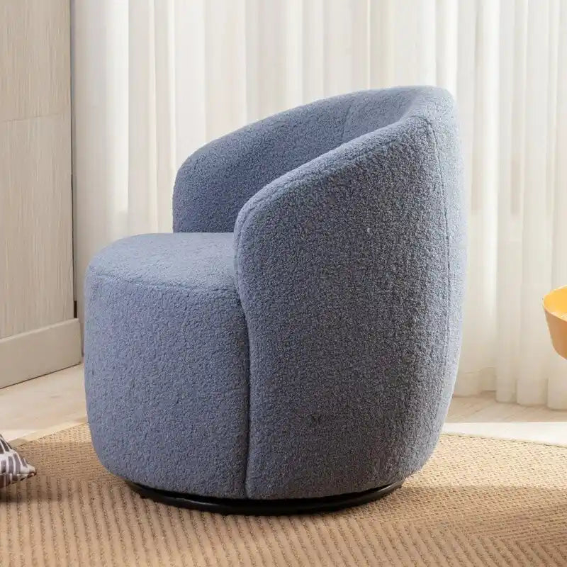 Poltrona a botte girevole a 360° in tessuto Teddy – Seduta singola, colori multipli