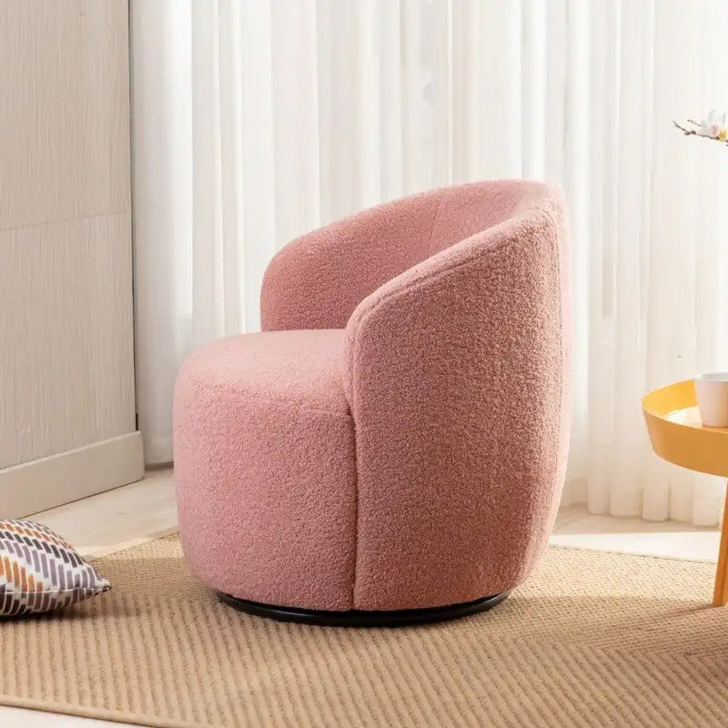 Poltrona a botte girevole a 360° in tessuto Teddy – Seduta singola, colori multipli