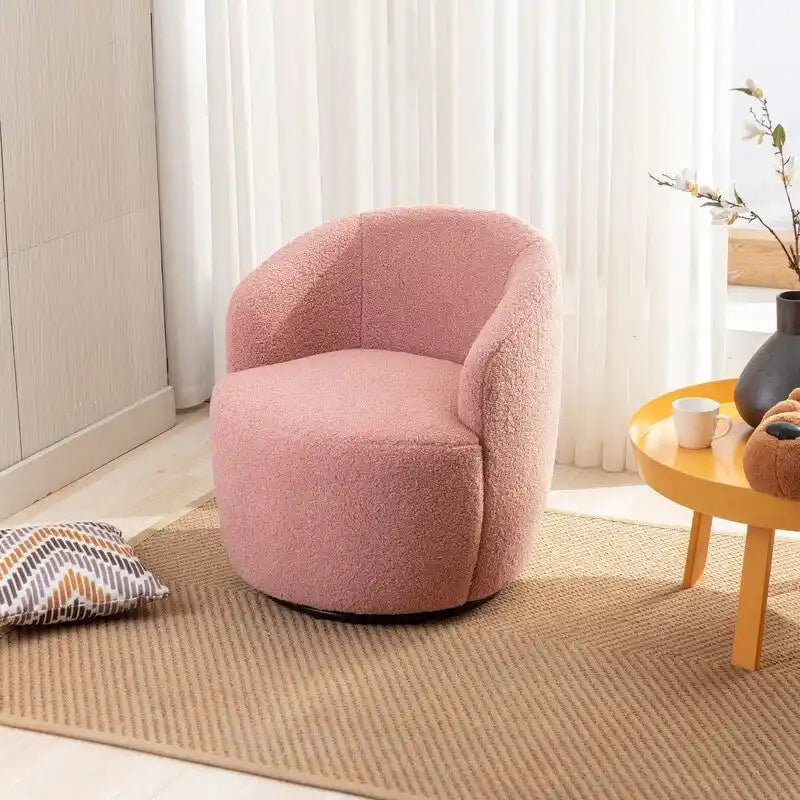 Poltrona a botte girevole a 360° in tessuto Teddy – Seduta singola, colori multipli