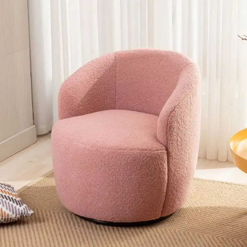 Poltrona a botte girevole a 360° in tessuto Teddy – Seduta singola, colori multipli