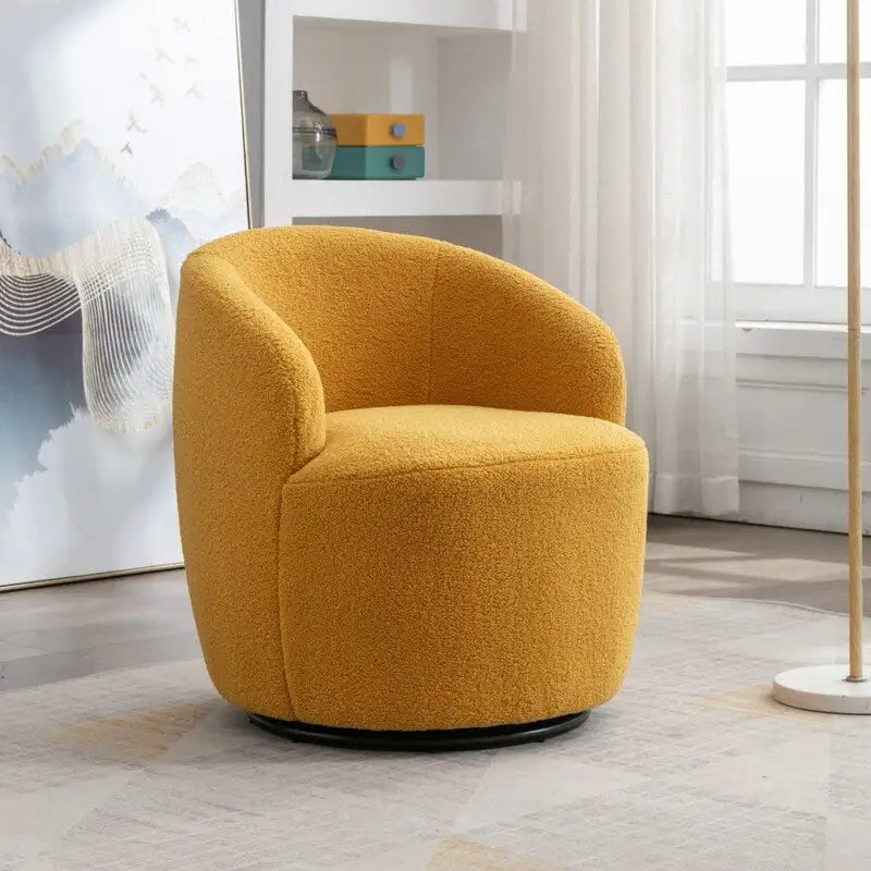 Poltrona a botte girevole a 360° in tessuto Teddy – Seduta singola, colori multipli