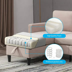 Divano sezionale a L reversibile grigio chiaro/beige/grigio scuro con pouf contenitore, 3-4 posti