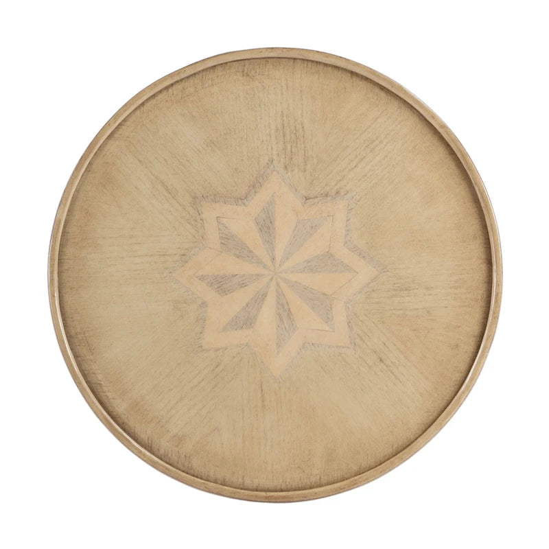 Tavolino rotondo in legno marrone con ripiano inferiore, 1 posto