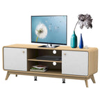 Mobile porta TV bianco di metà secolo con 2 cassetti, per TV fino a 60"
