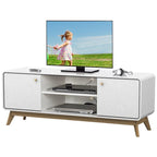 Mobile porta TV bianco di metà secolo con 2 cassetti, per TV fino a 60"