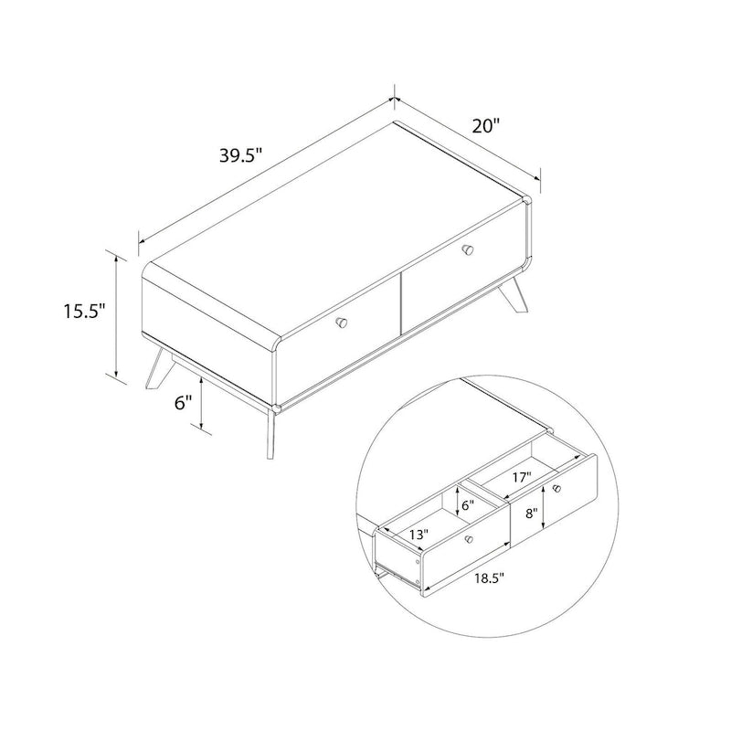 Mobile porta TV bianco di metà secolo con 2 cassetti, per TV fino a 60"