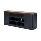 Mobile TV per 2 persone blu e marrone con armadietti, 83"L x 20"P x 33"H
