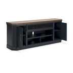 Mobile TV per 2 persone blu e marrone con armadietti, 83"L x 20"P x 33"H