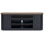 Mobile TV per 2 persone blu e marrone con armadietti, 83"L x 20"P x 33"H