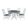 Tavolo allungabile rotondo bianco/grigio e multi-finitura con 4 sedie, posti a sedere 4-6