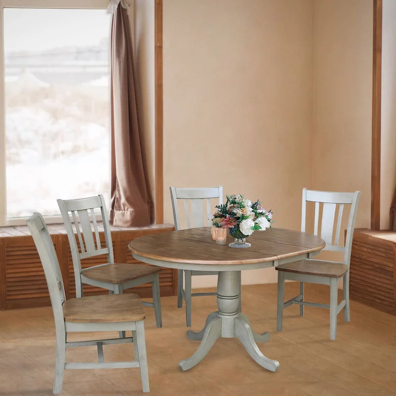 36  Round Extension Dining Table With 4 San Remo Chairs