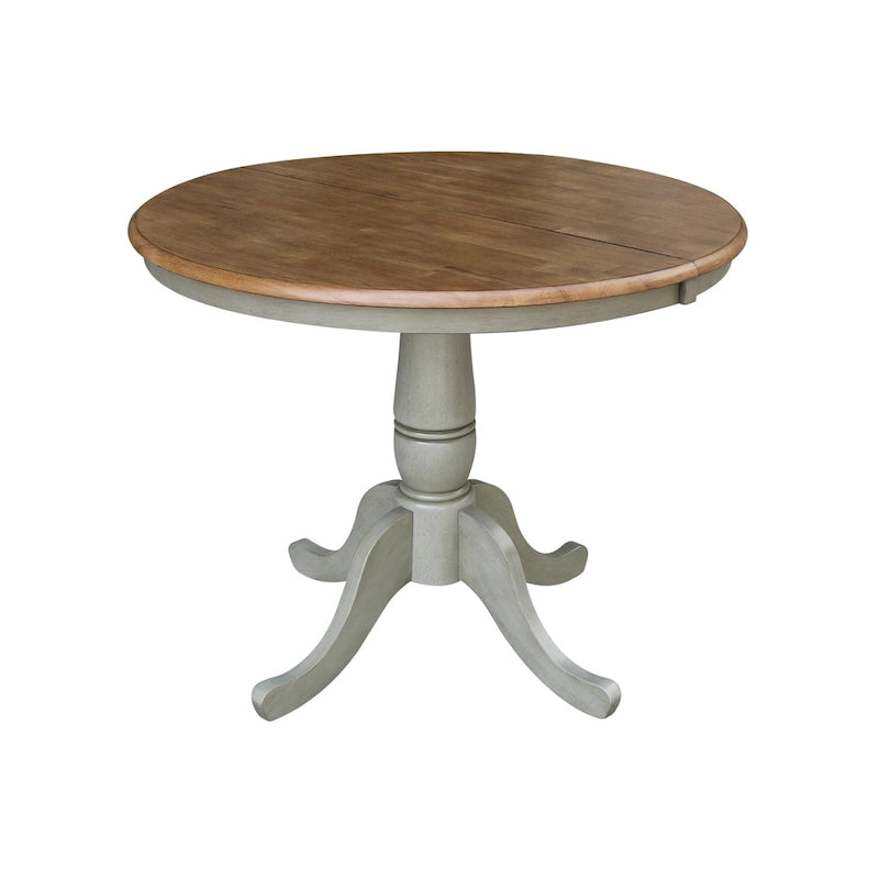 Tavolo allungabile rotondo bianco/grigio e multi-finitura con 4 sedie, posti a sedere 4-6