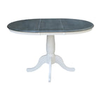 Tavolo allungabile rotondo bianco/grigio e multi-finitura con 4 sedie, posti a sedere 4-6