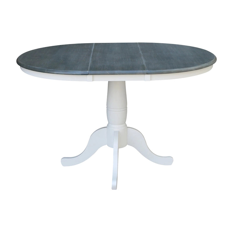 Tavolo allungabile rotondo bianco/grigio e multi-finitura con 4 sedie, posti a sedere 4-6