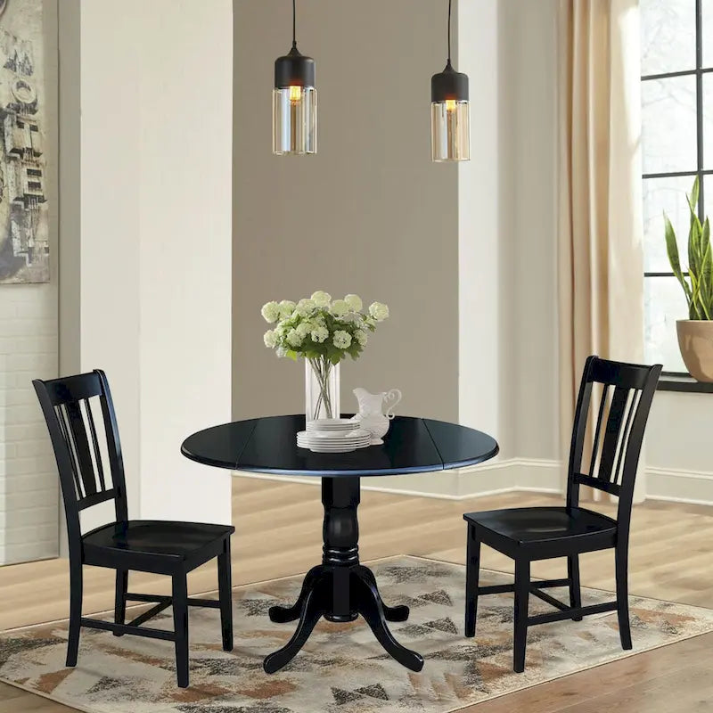 42  Dual Drop Leaf Table With 2 San Remo Chairs
