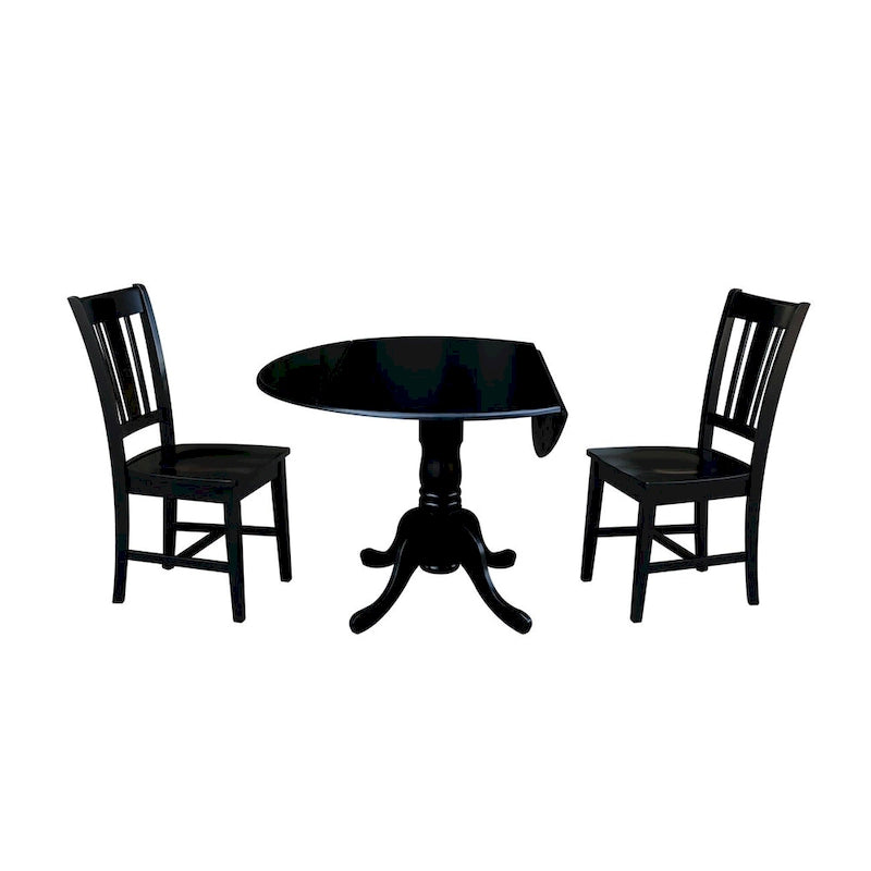 Set tavolo da pranzo nero a ribalta, 2 posti a sedere