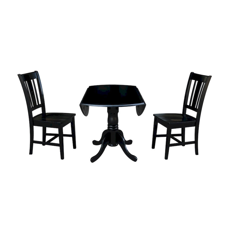 Set tavolo da pranzo nero a ribalta, 2 posti a sedere